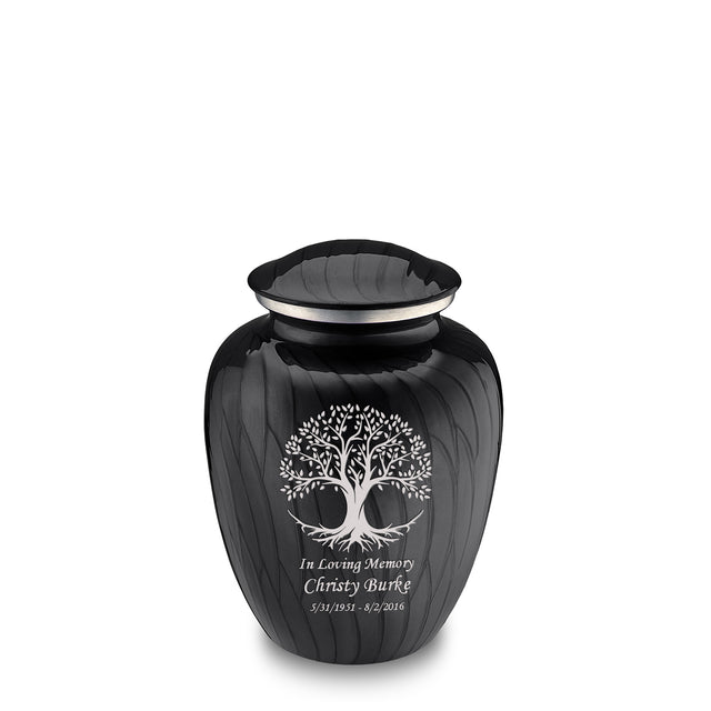 Medium Embrace Pearl Black Tree of Life Cremation Urn