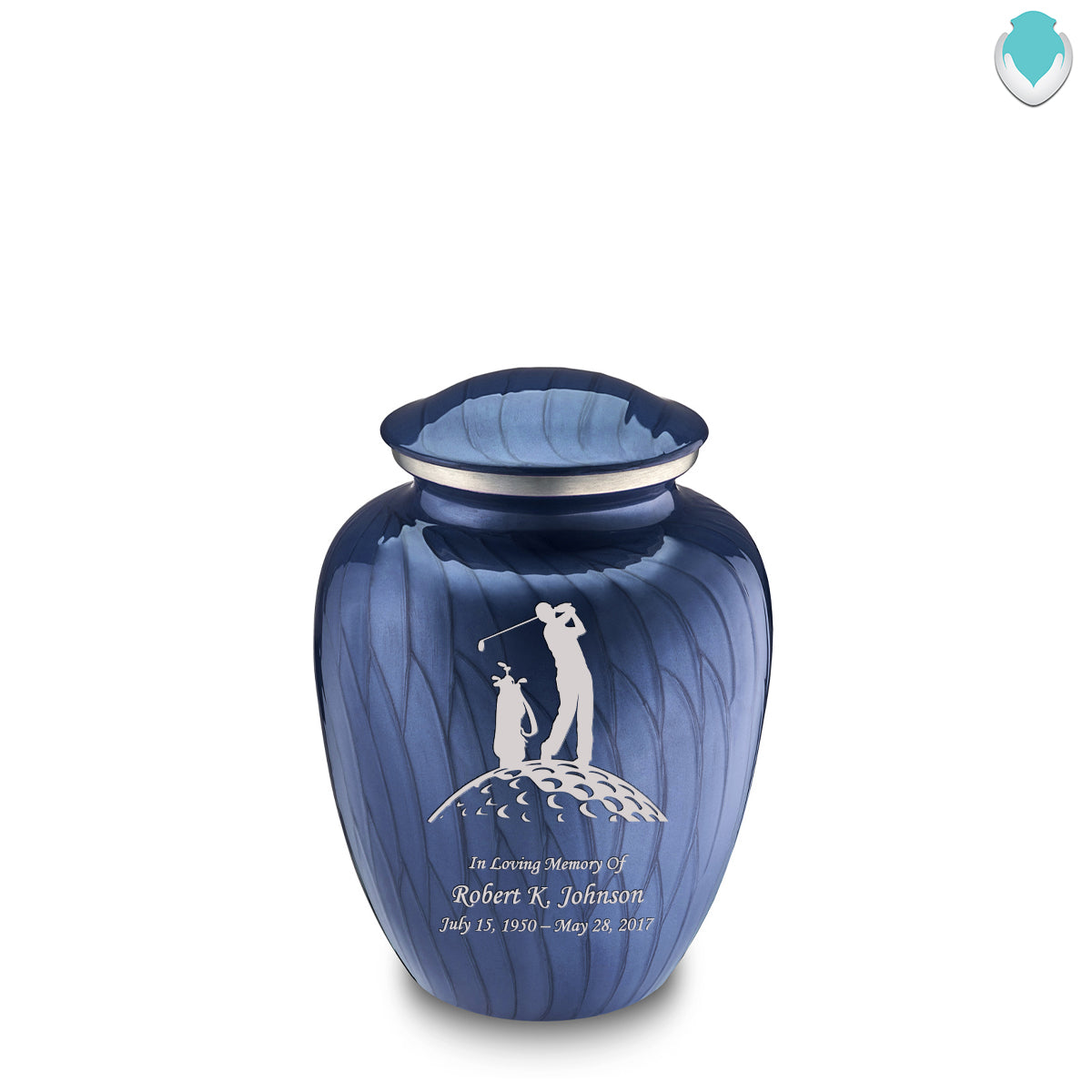 Medium Embrace Pearl Cobalt Blue Golf Cremation Urn