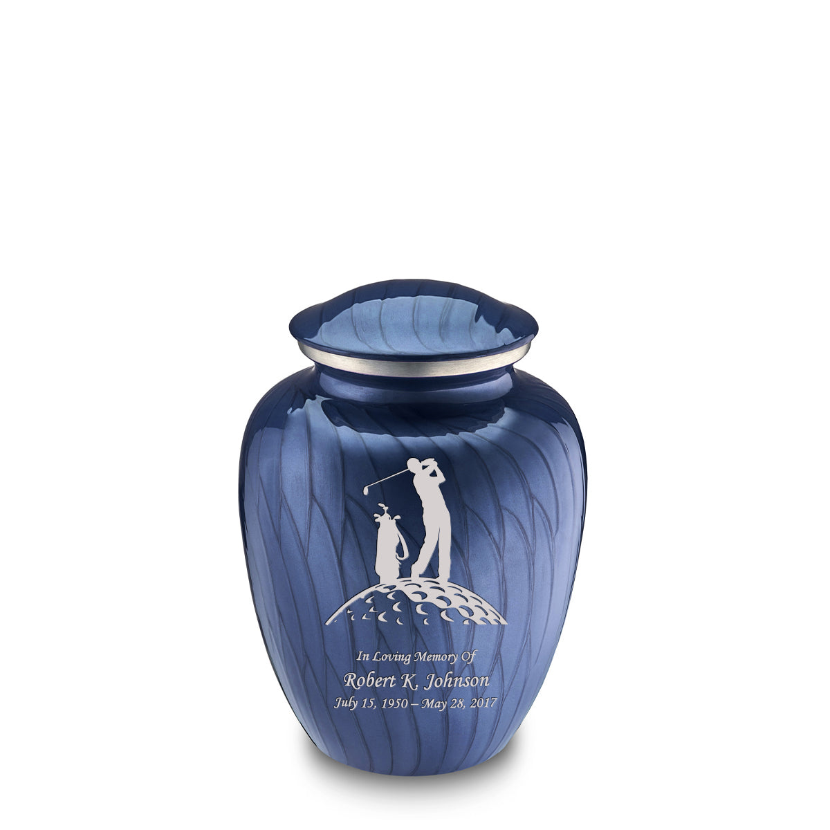 Medium Embrace Pearl Cobalt Blue Golf Cremation Urn