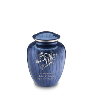 Medium Embrace Pearl Cobalt Blue Horse Cremation Urn