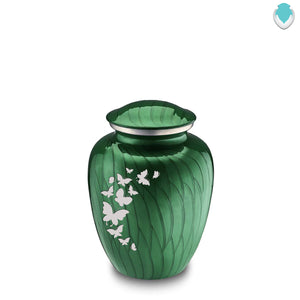 Medium Embrace Pearl Green Butterfly Cremation Urn