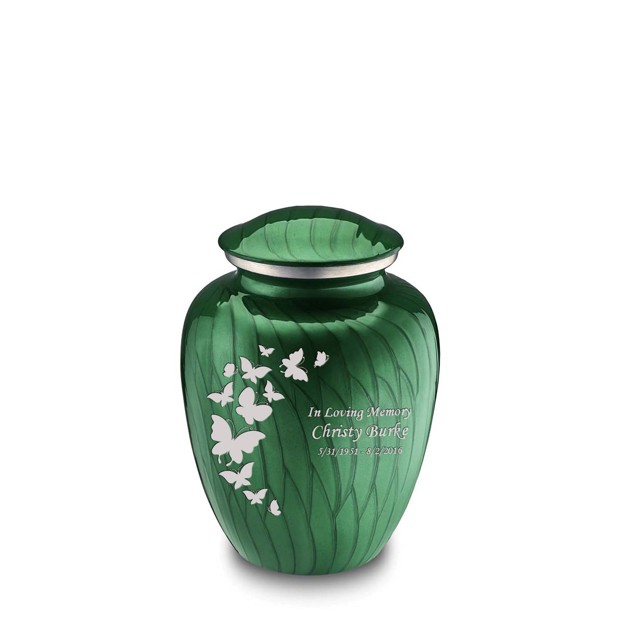 Medium Embrace Pearl Green Butterfly Cremation Urn