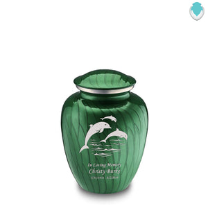 Medium Embrace Pearl Green Dolphin Cremation Urn