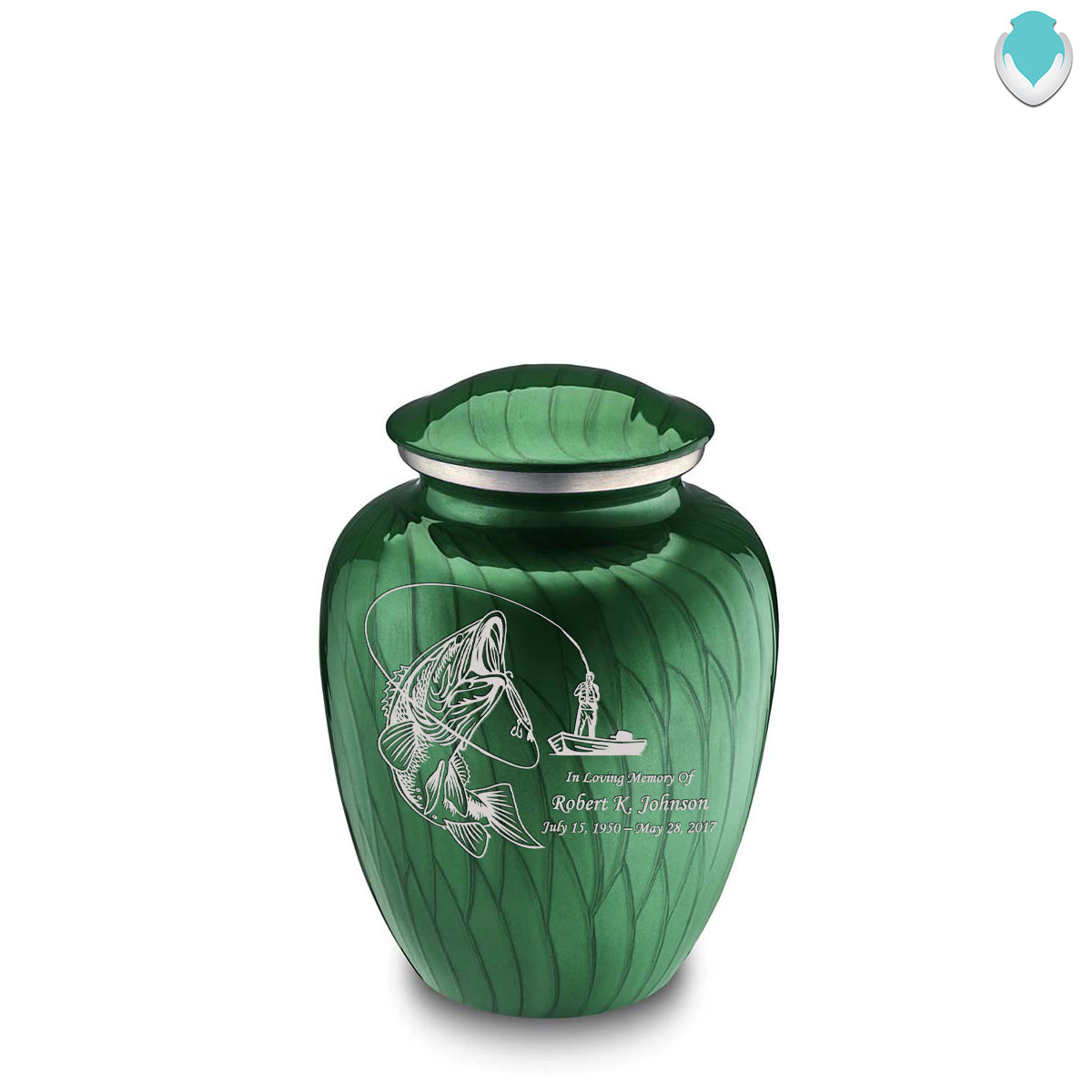 Medium Embrace Pearl Green Fishing Cremation Urn