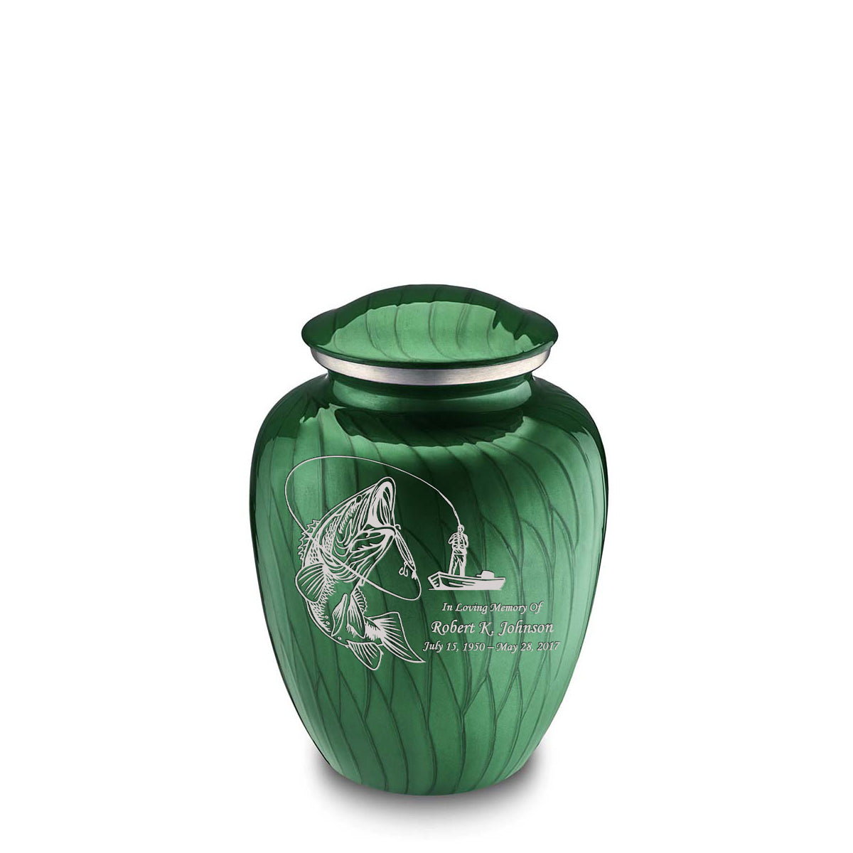 Medium Embrace Pearl Green Fishing Cremation Urn