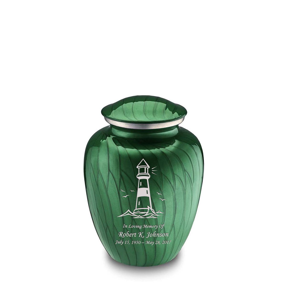 Medium Embrace Pearl Green Lighthouse Cremation Urn