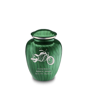 Medium Embrace Pearl Green Motorcycle Cremation Urn