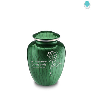 Medium Embrace Pearl Green Rose Cremation Urn