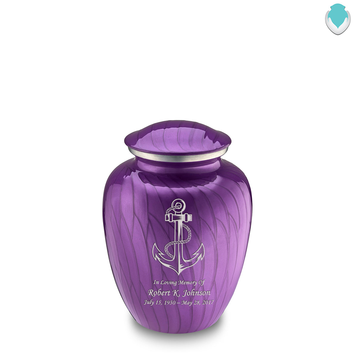 Medium Embrace Pearl Purple Anchor Cremation Urn