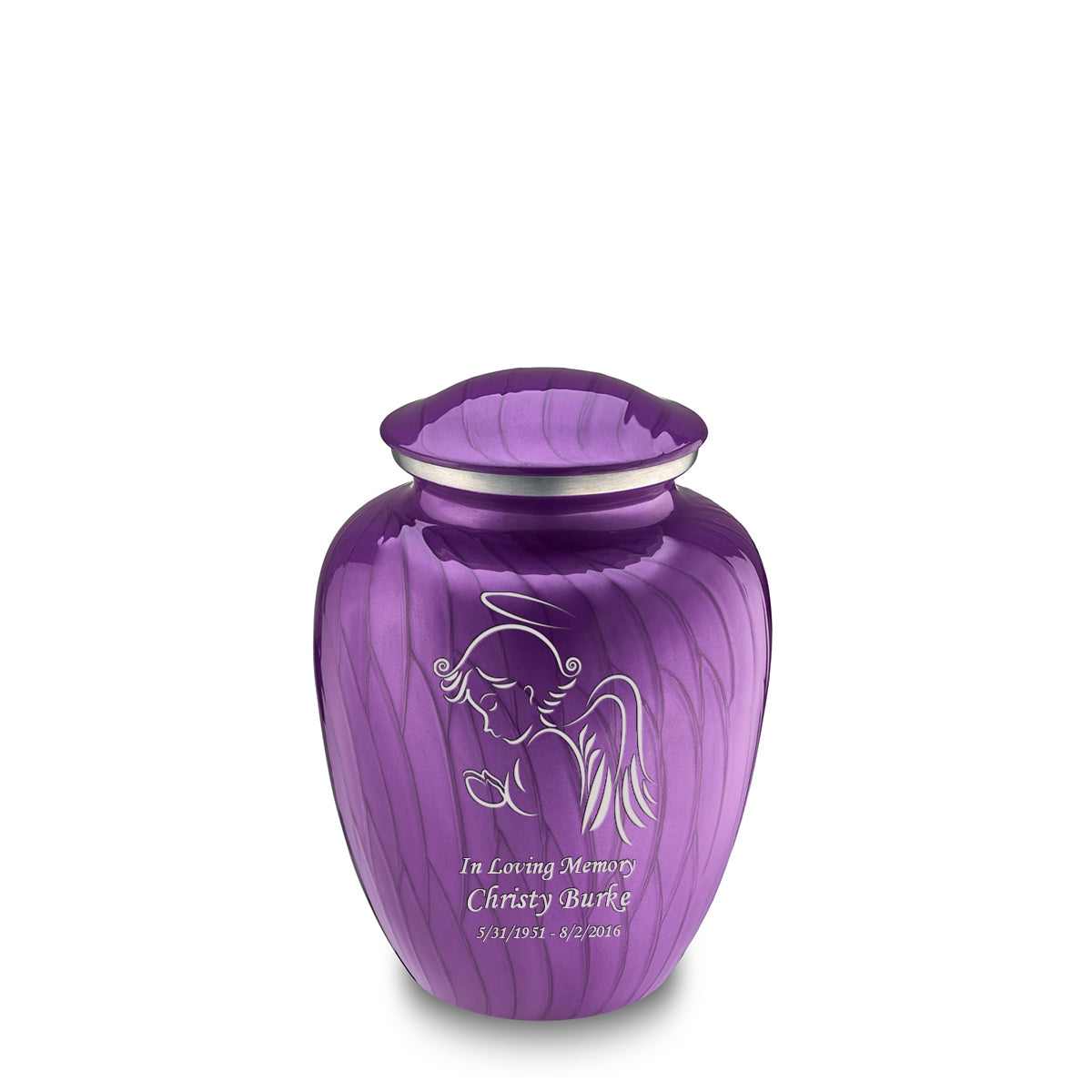 Medium Embrace Pearl Purple Angel Cremation Urn