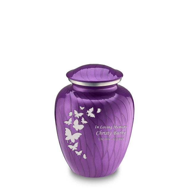 Medium Embrace Pearl Purple Butterfly Cremation Urn