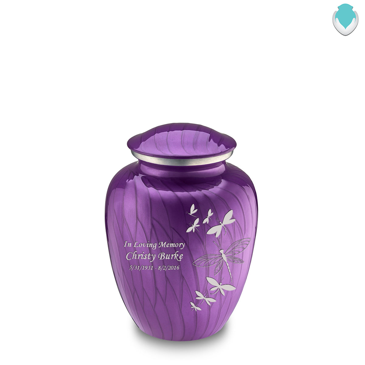 Medium Embrace Pearl Purple Dragonflies Cremation Urn