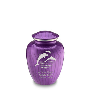 Medium Embrace Pearl Purple Dolphins Cremation Urn