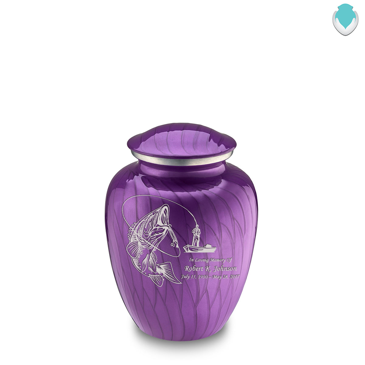 Medium Embrace Pearl Purple Fishing Cremation Urn