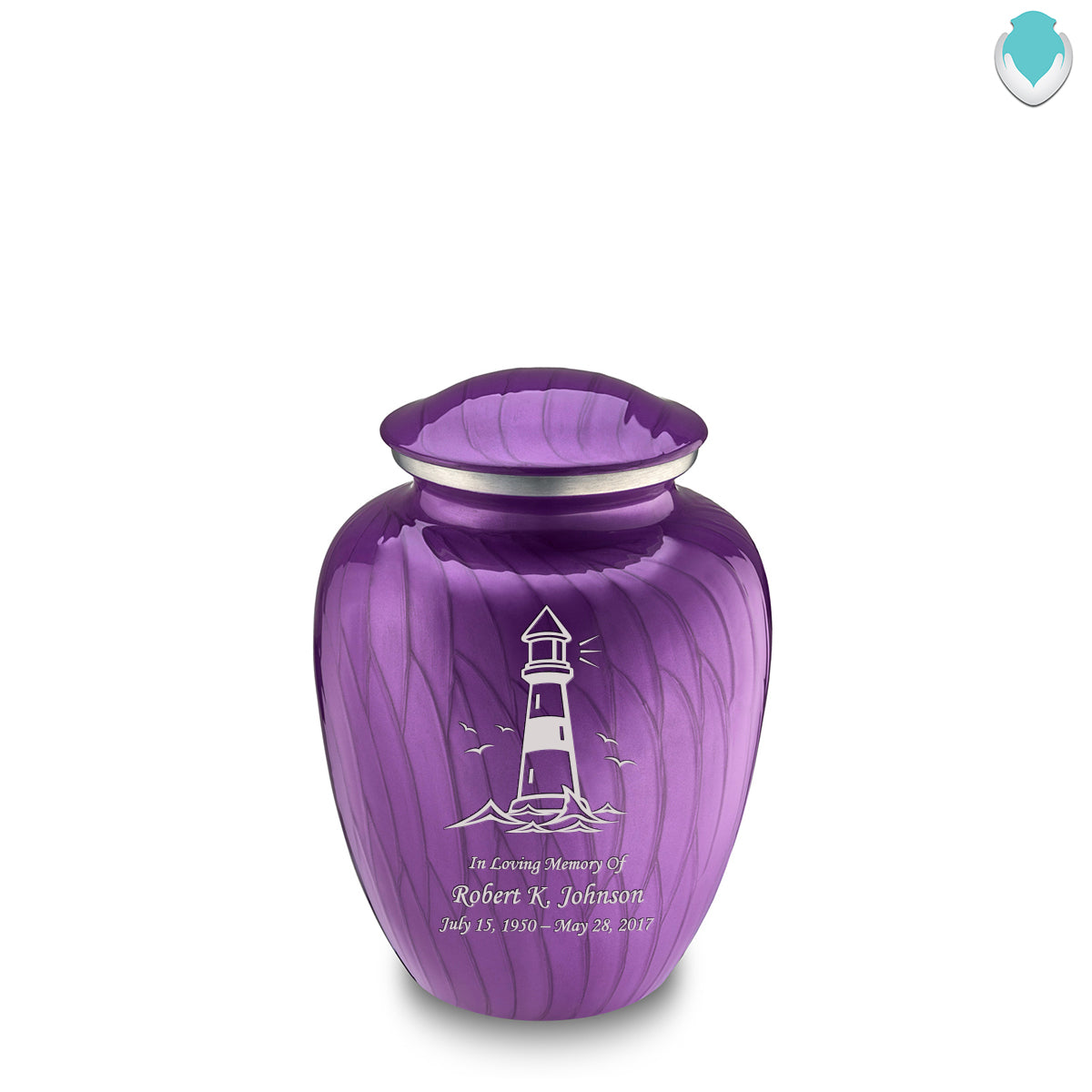Medium Embrace Pearl Purple Lighthouse Cremation Urn