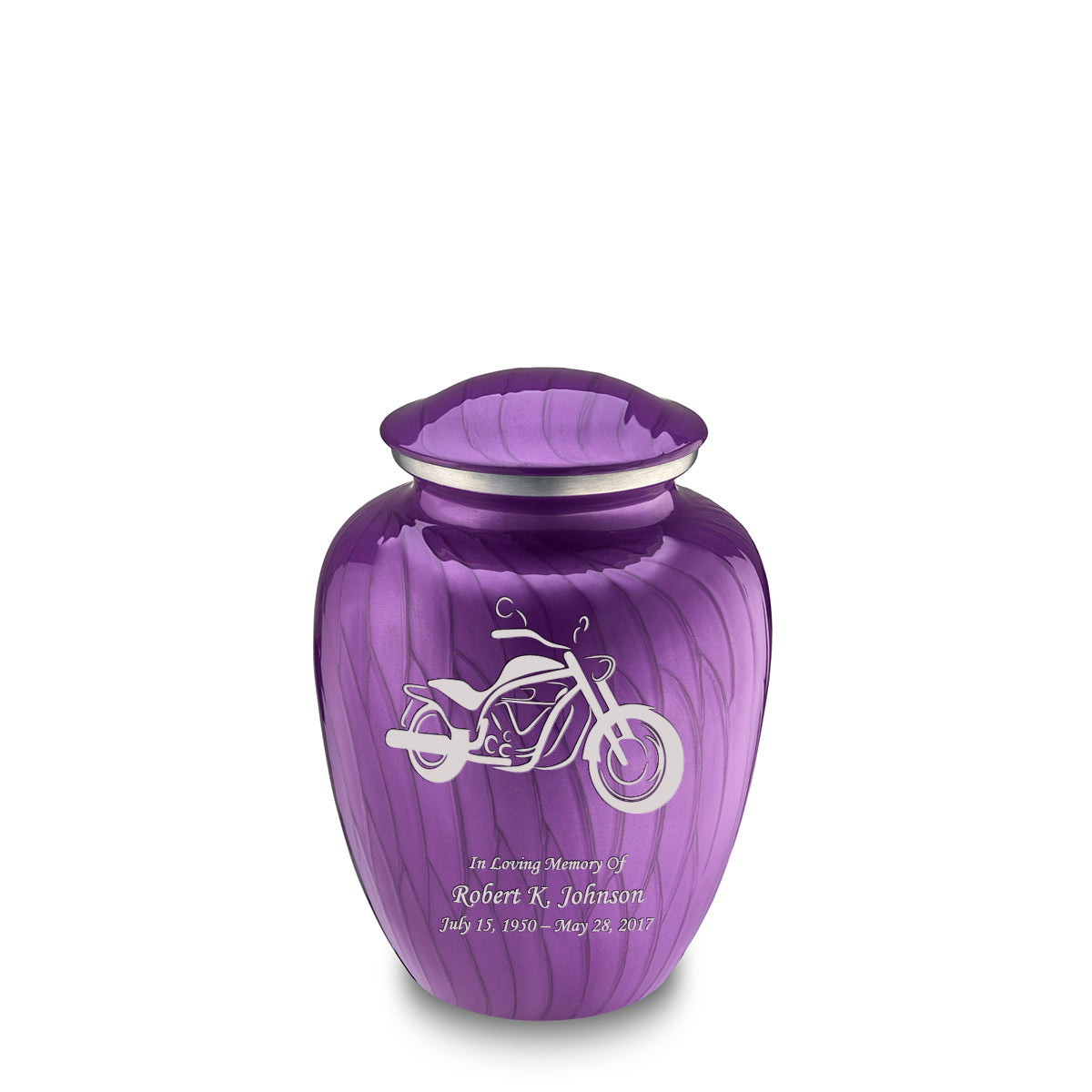 Medium Embrace Pearl Purple Motorcycle Cremation Urn