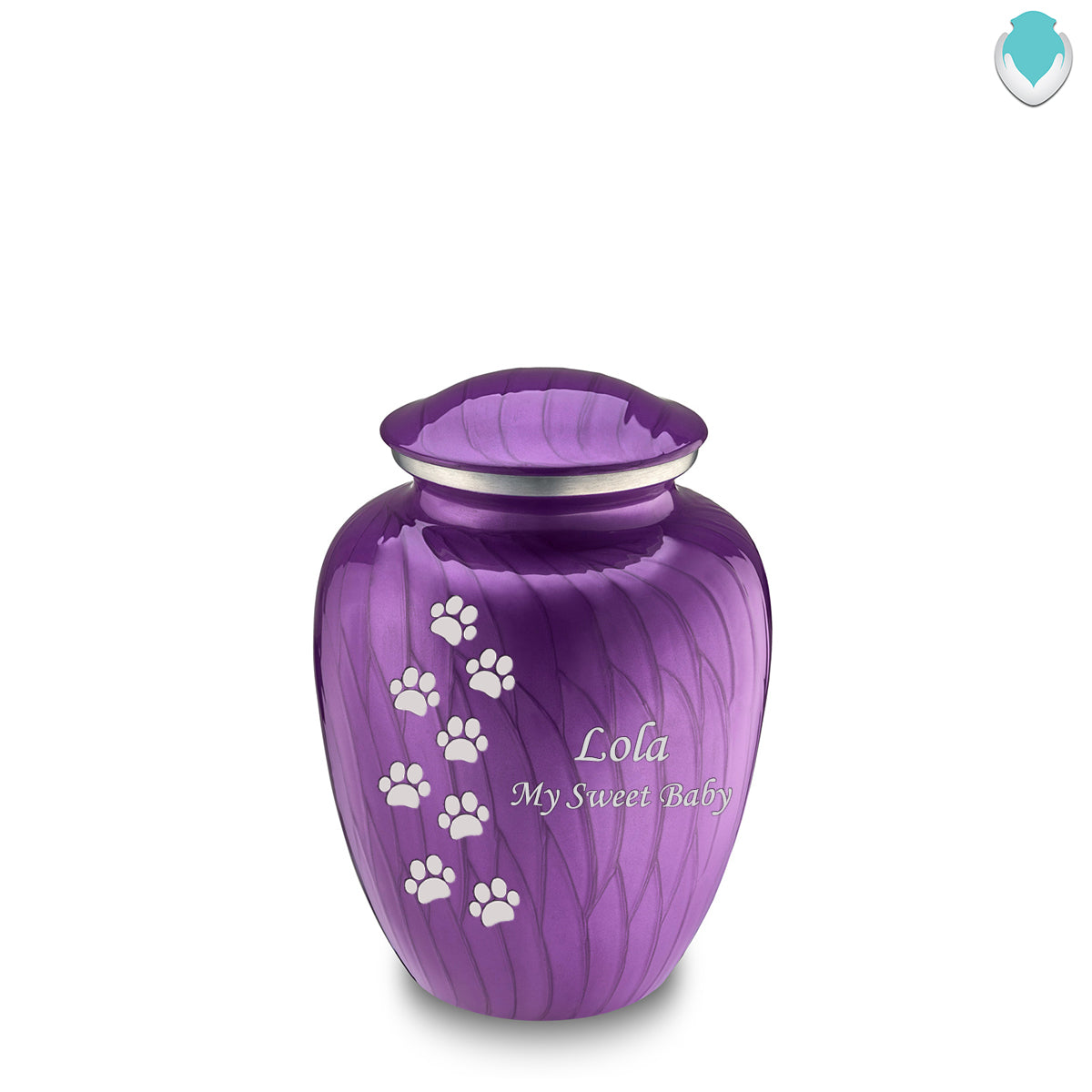 Medium Embrace Pearl Purple Walking Paws Pet Cremation Urn