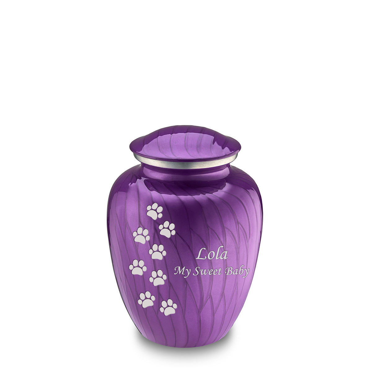 Medium Embrace Pearl Purple Walking Paws Pet Cremation Urn