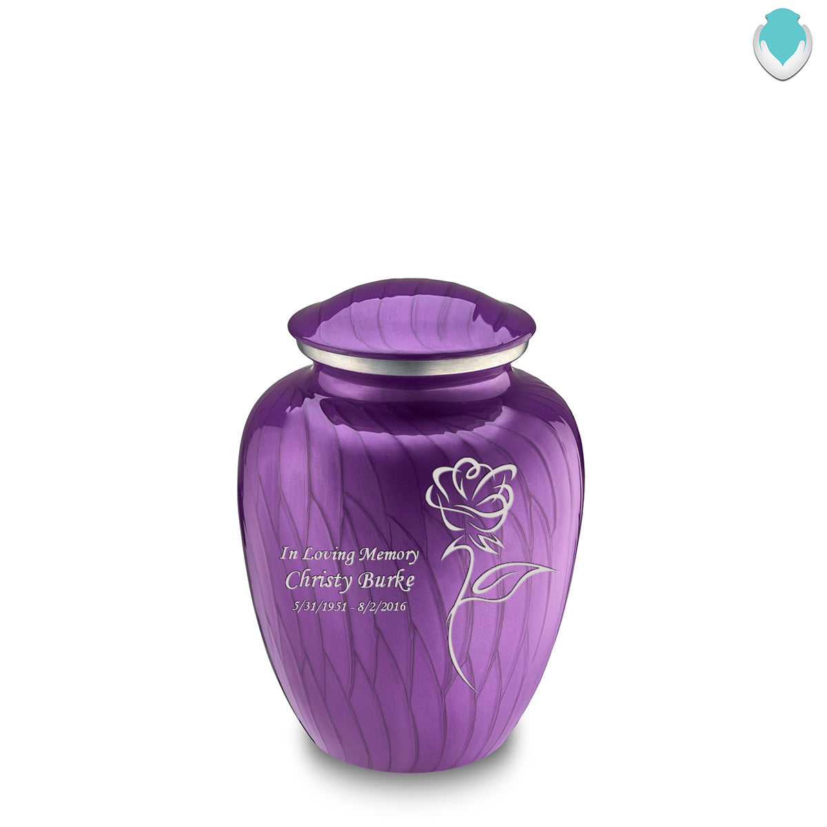 Medium Embrace Pearl Purple Rose Cremation Urn