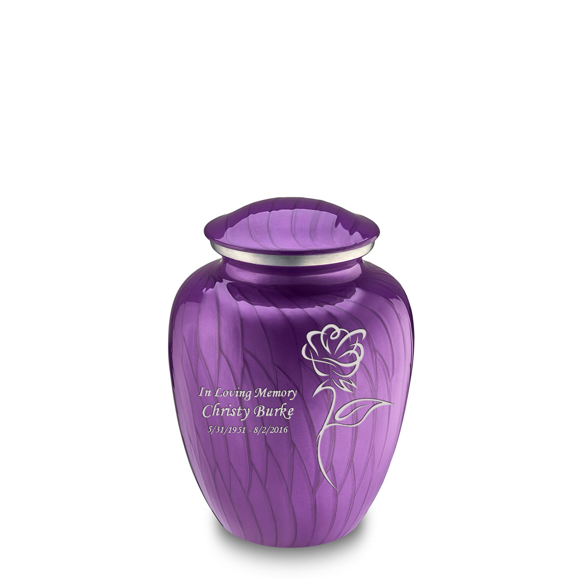 Medium Embrace Pearl Purple Rose Cremation Urn