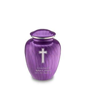 Medium Embrace Pearl Purple Simple Cross Cremation Urn