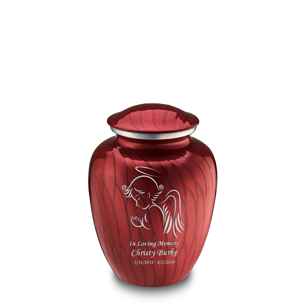 Medium Embrace Pearl Candy Red Angel Cremation Urn