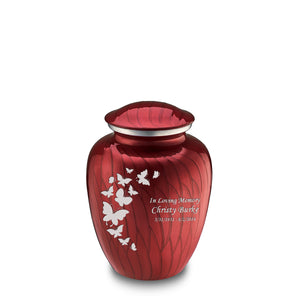 Medium Embrace Pearl Candy Red Butterfly Cremation Urn