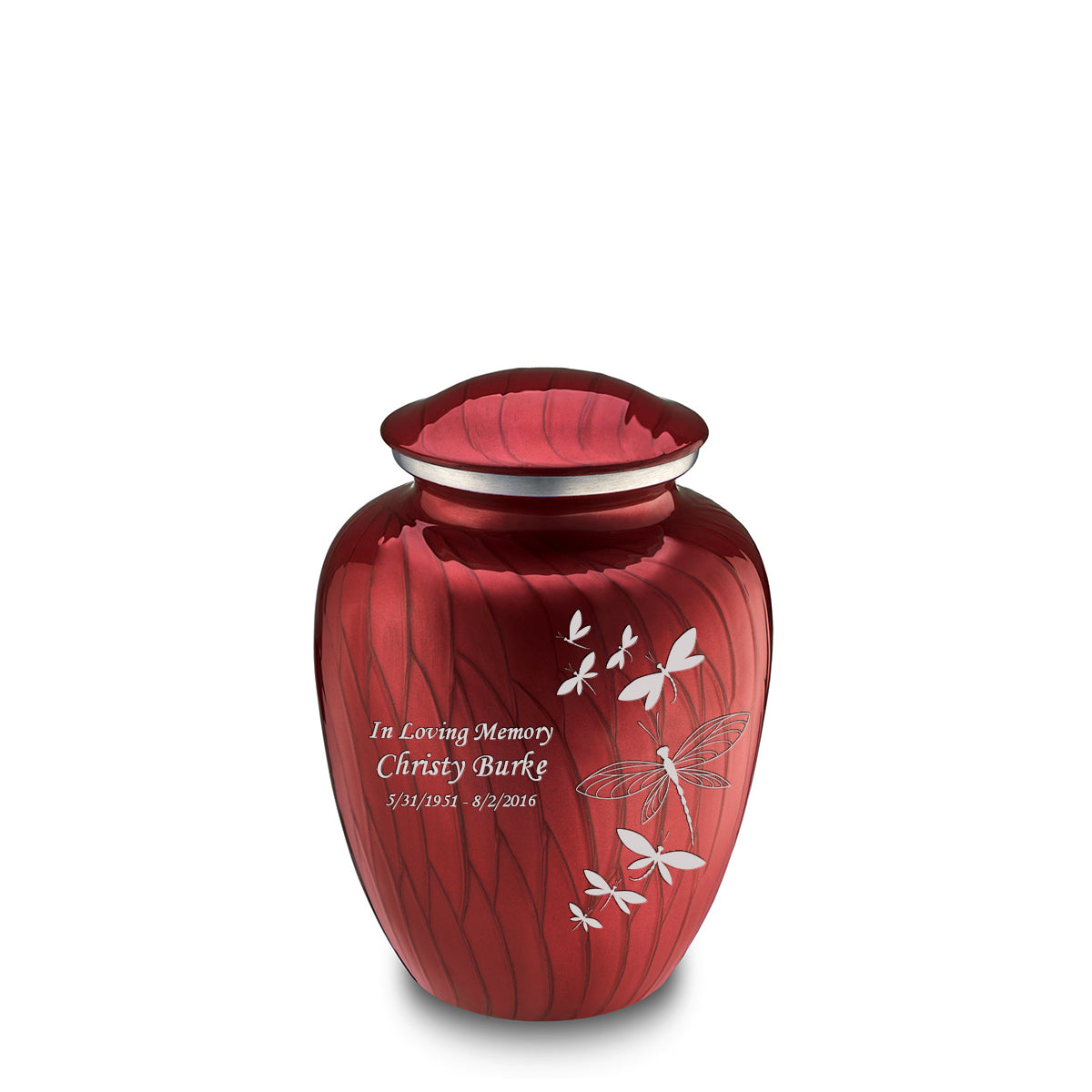 Medium Embrace Pearl Candy Red Dragonflies Cremation Urn