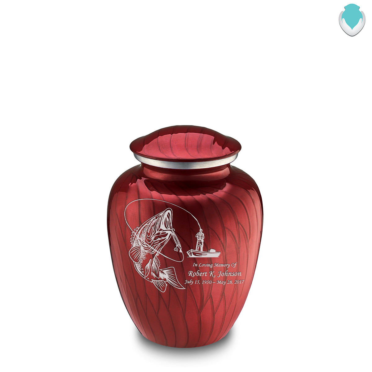 Medium Embrace Pearl Candy Red Fishing Cremation Urn
