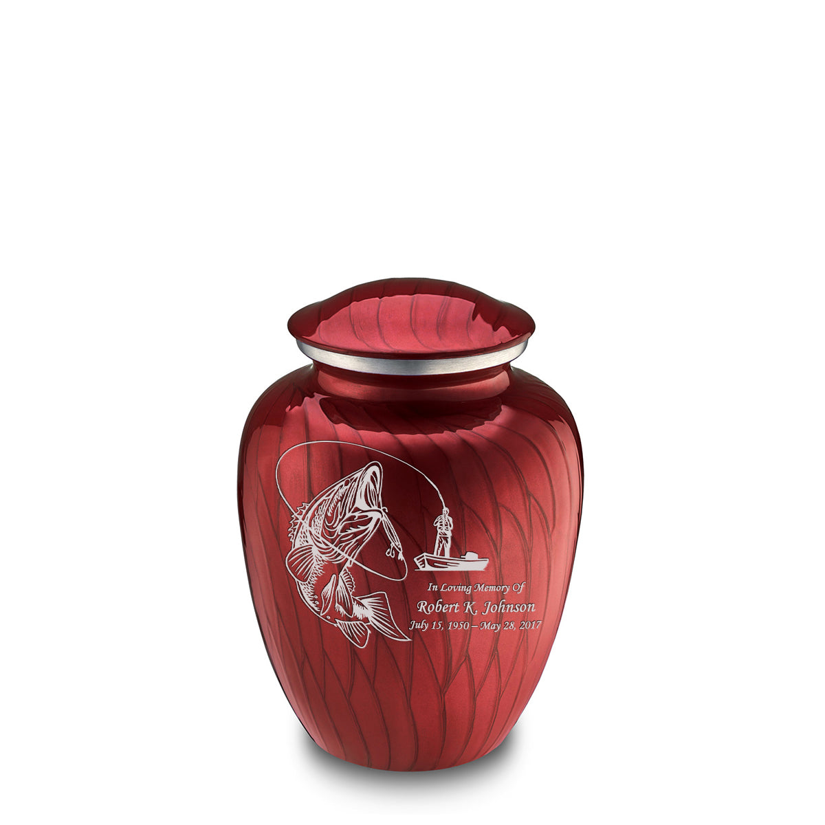 Medium Embrace Pearl Candy Red Fishing Cremation Urn