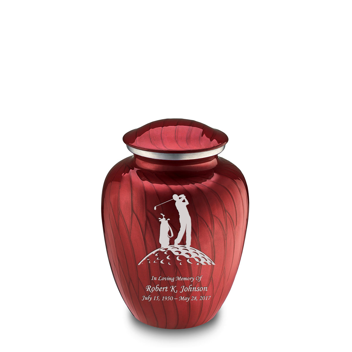Medium Embrace Pearl Candy Red Golf Cremation Urn