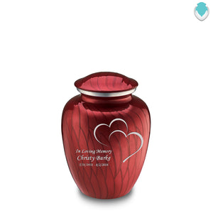 Medium Embrace Pearl Candy Red Hearts Cremation Urn