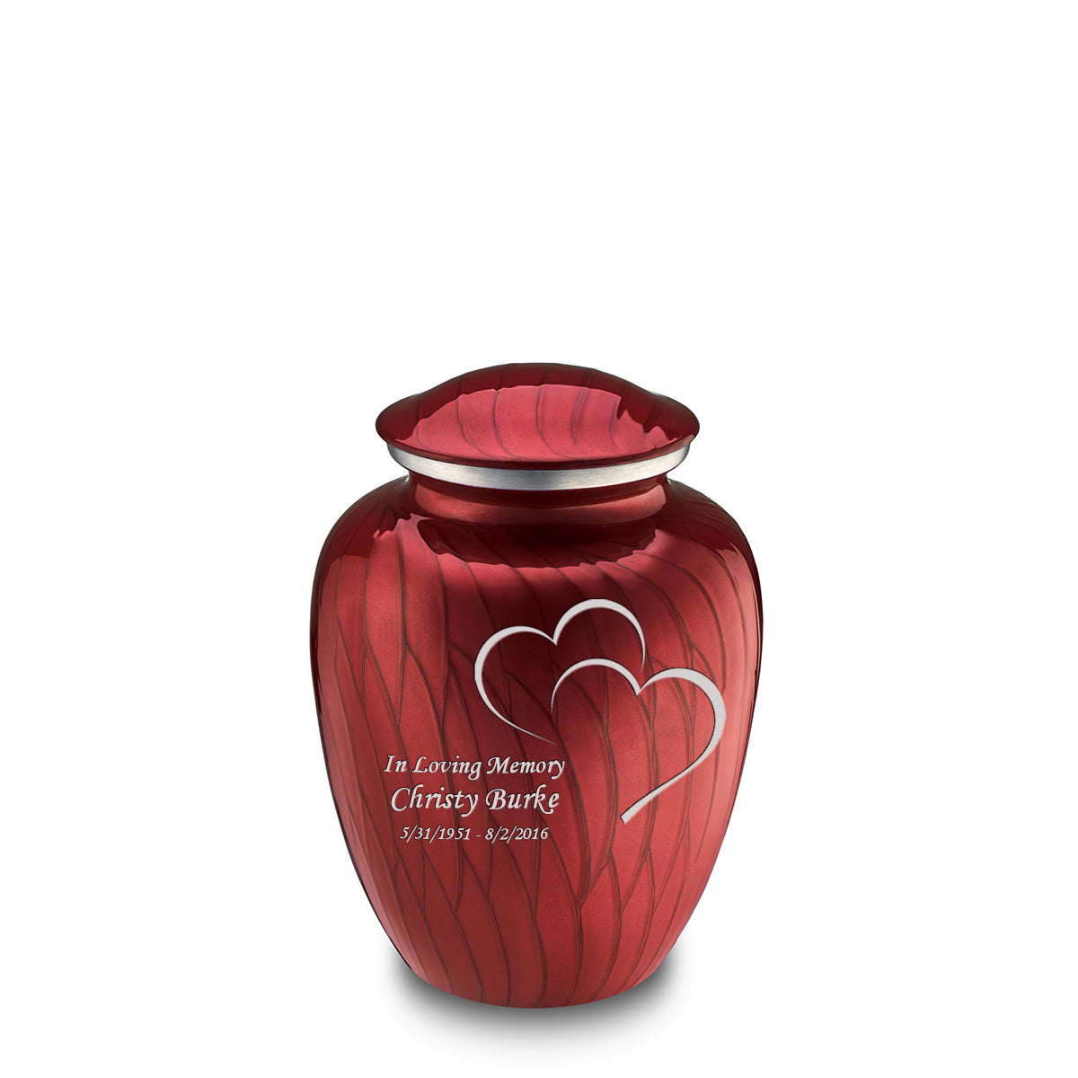 Medium Embrace Pearl Candy Red Hearts Cremation Urn