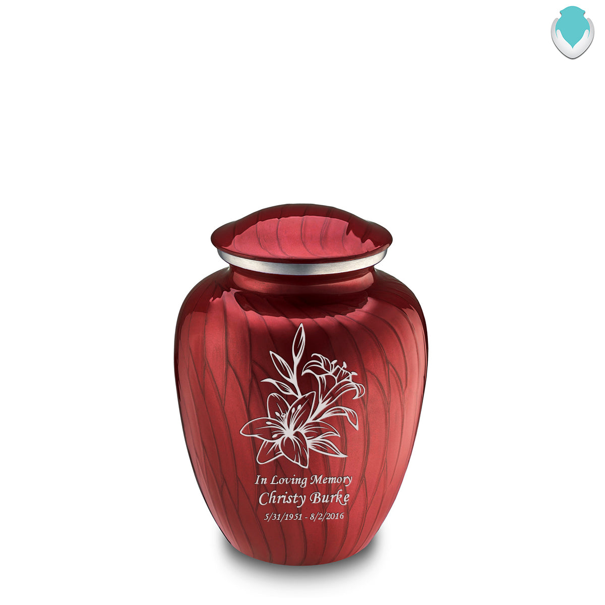 Medium Embrace Pearl Candy Red Lily Cremation Urn