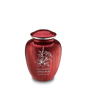Medium Embrace Pearl Candy Red Lily Cremation Urn