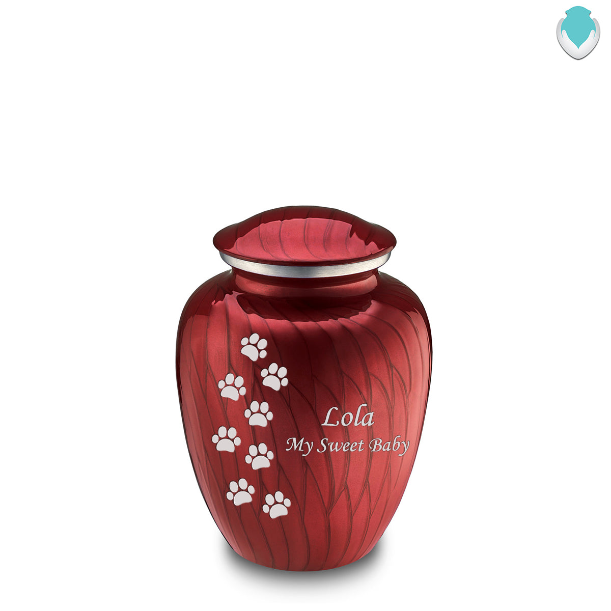 Medium Embrace Pearl Candy Red Walking Paws Pet Cremation Urn