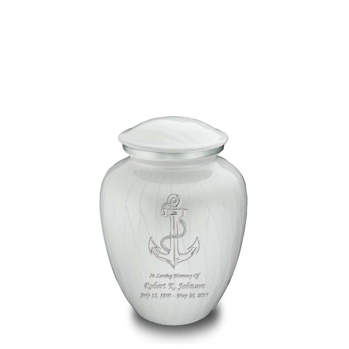 Medium Embrace Pearl White Anchor Cremation Urn