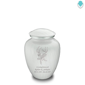 Medium Embrace Pearl White Deer Cremation Urn