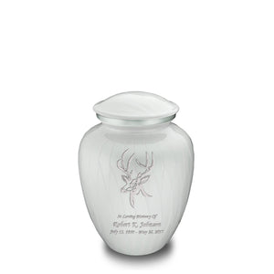 Medium Embrace Pearl White Deer Cremation Urn