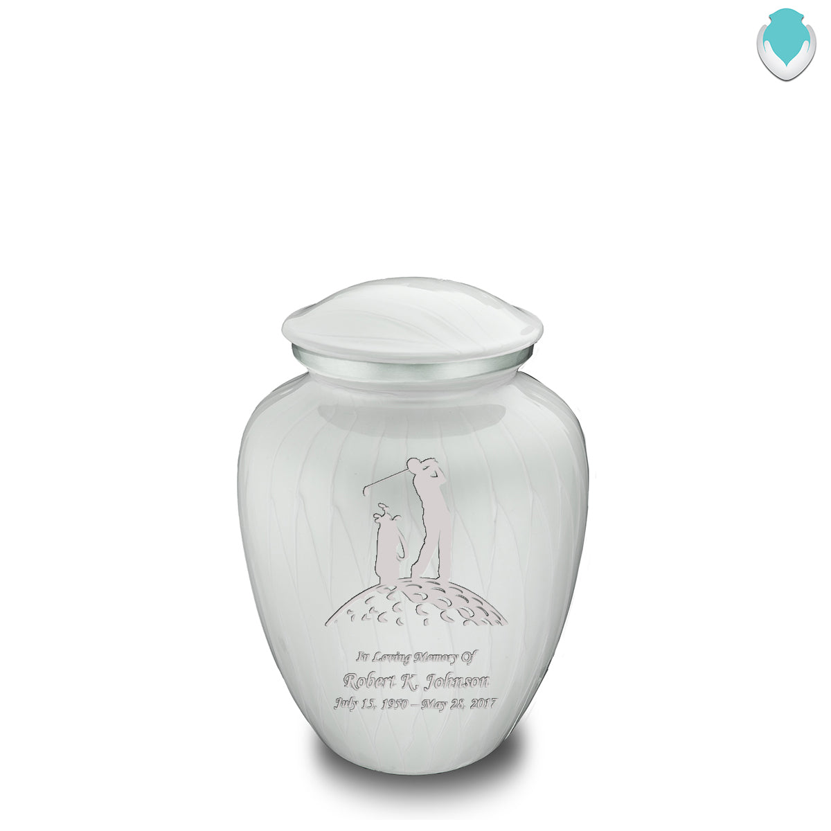 Medium Embrace Pearl White Golf Cremation Urn