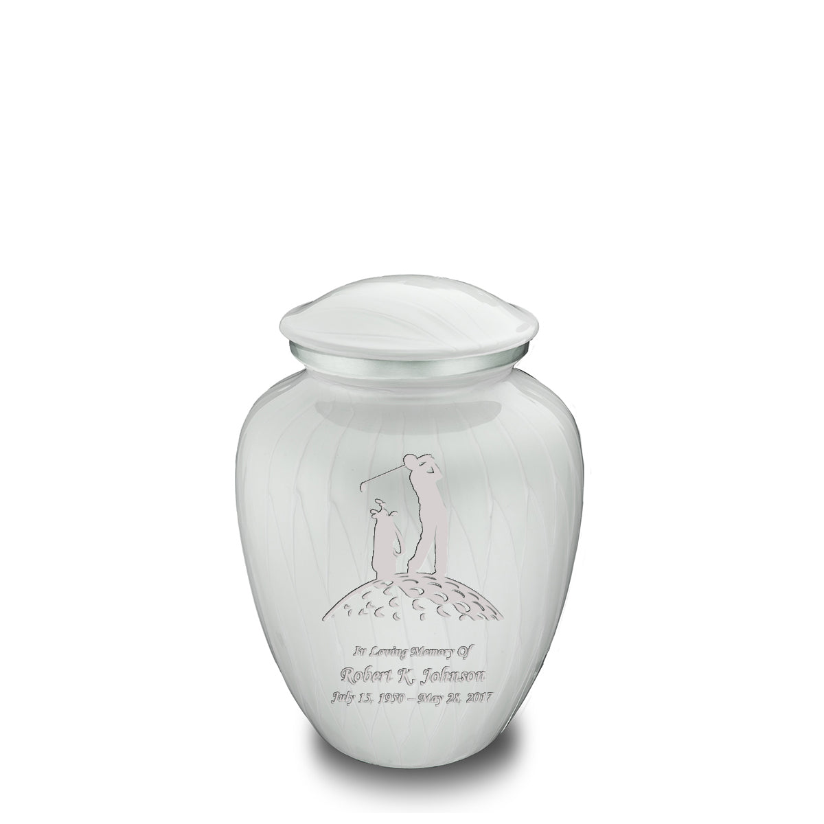 Medium Embrace Pearl White Golf Cremation Urn
