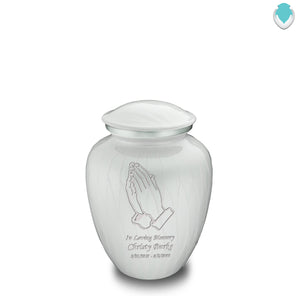 Medium Embrace Pearl White Praying Hands Cremation Urn