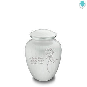 Medium Embrace Pearl White Rose Cremation Urn