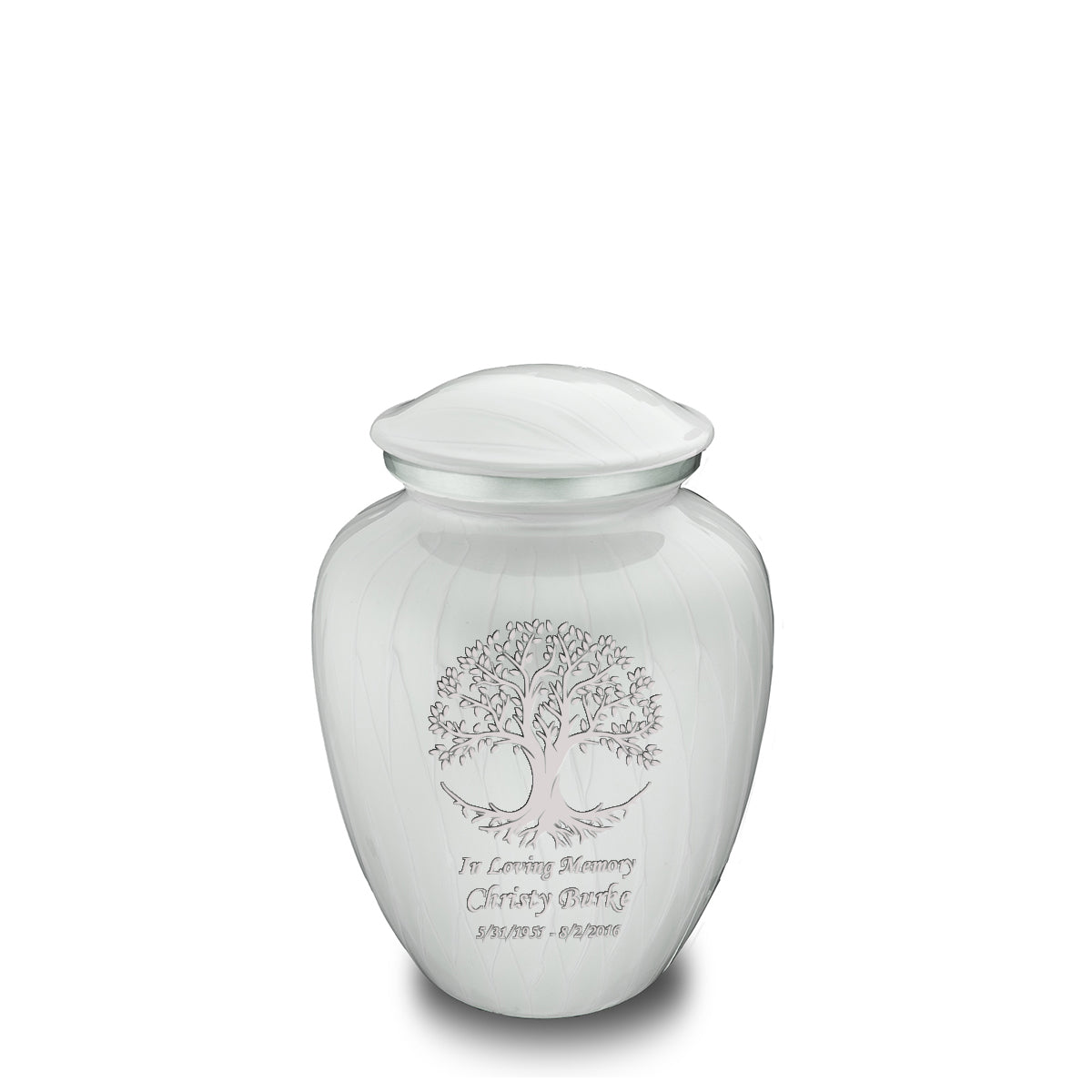Medium Embrace Pearl White Tree of Life Cremation Urn