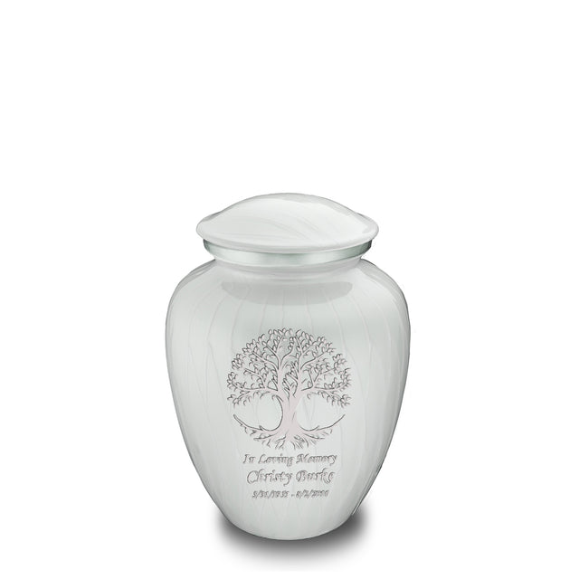 Medium Embrace Pearl White Tree of Life Cremation Urn
