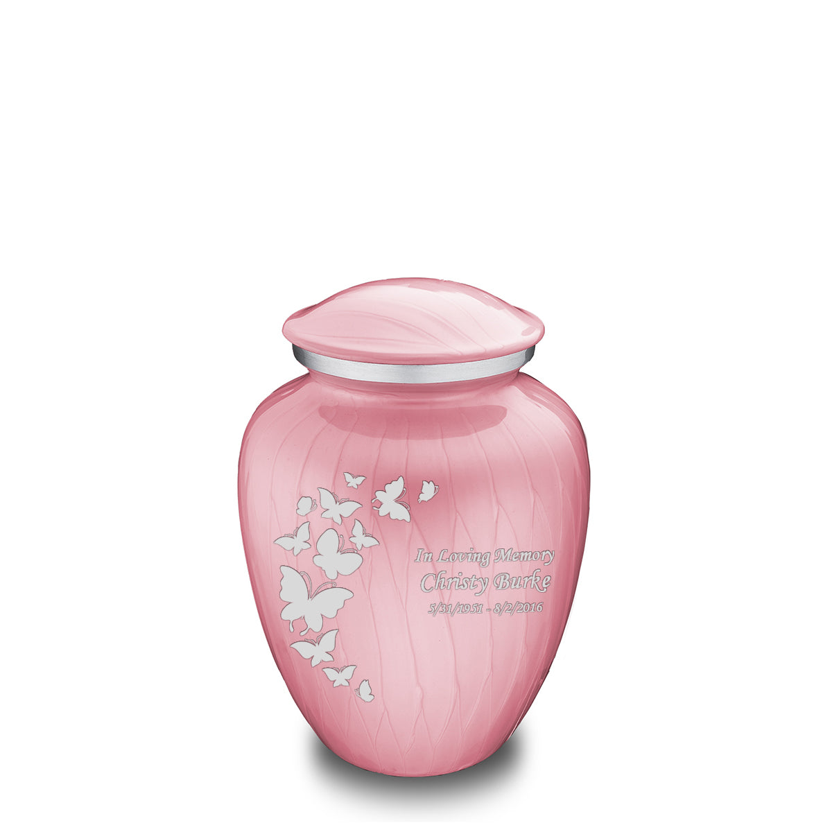 Medium Embrace Pearl Light Pink Butterfly Cremation Urn