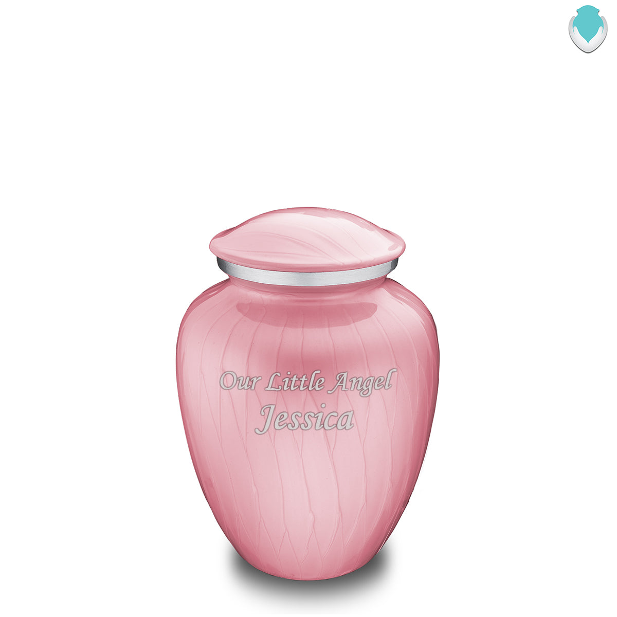 Medium Pearl Pink Embrace Custom Engraved Cremation Urn
