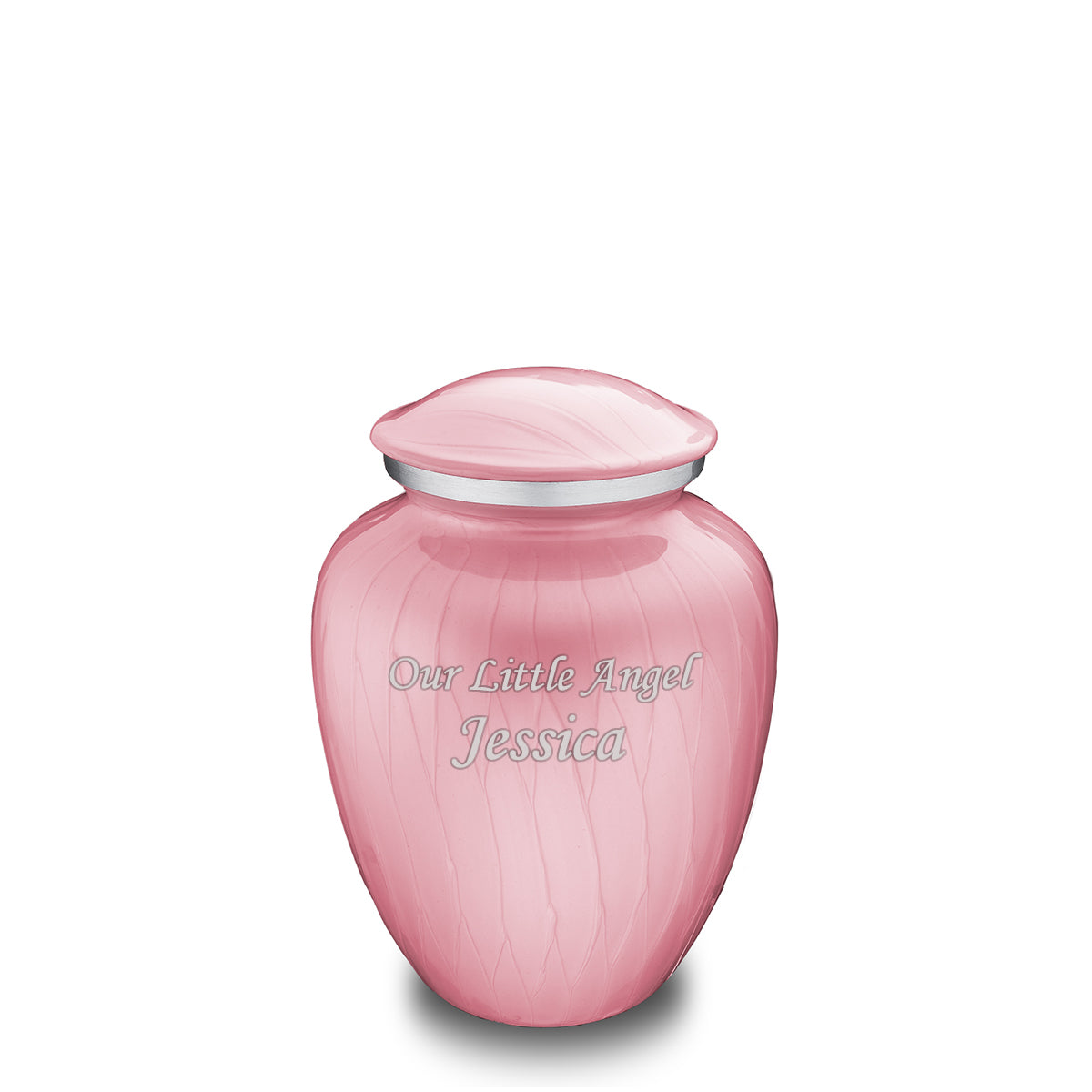 Medium Pearl Pink Embrace Custom Engraved Cremation Urn