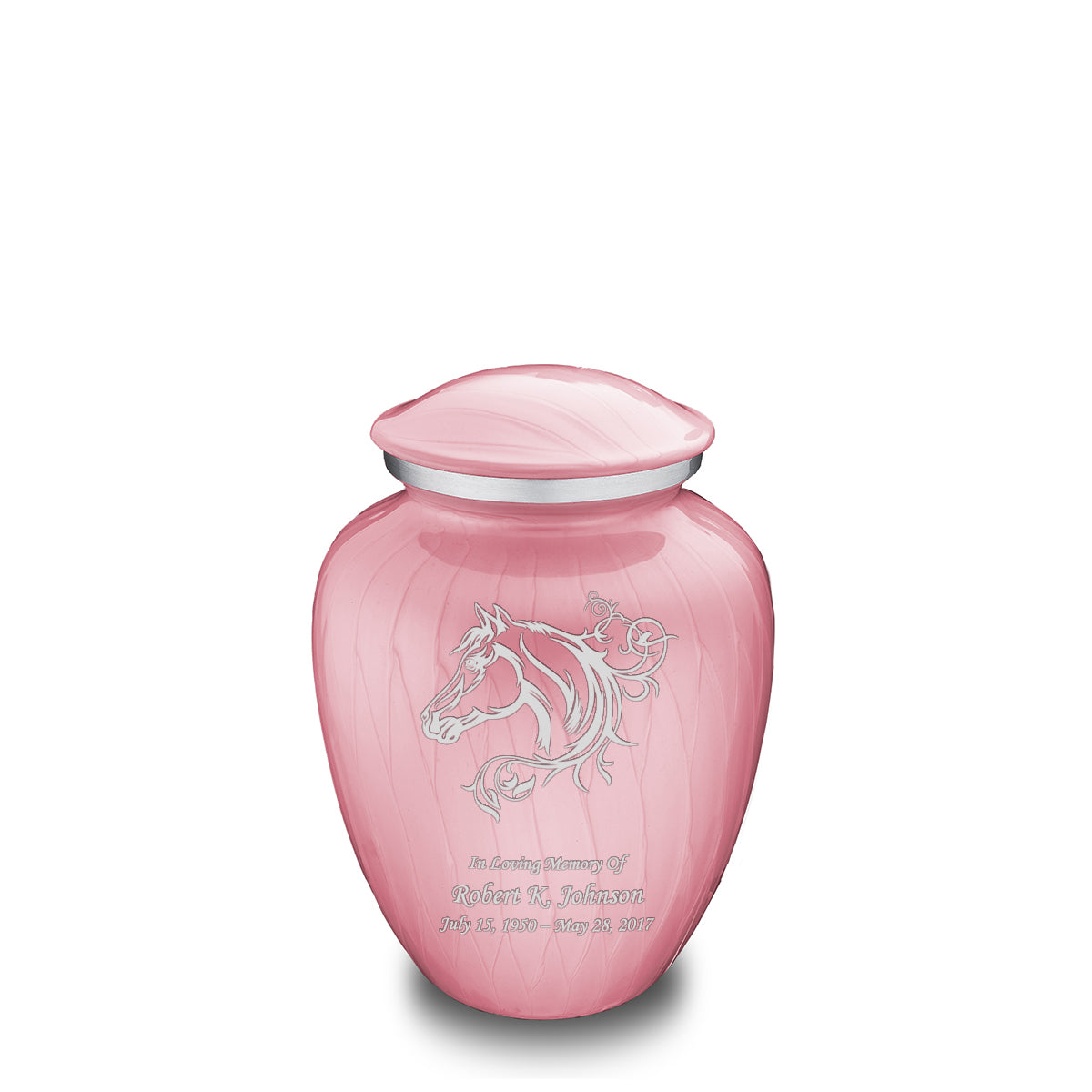 Medium Embrace Pearl Light Pink Horse Cremation Urn