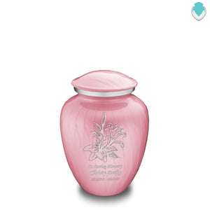 Medium Embrace Pearl Light Pink Lily Cremation Urn